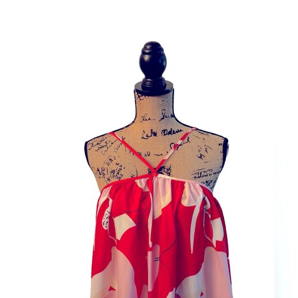 SHEIN Red and White Tie Neck Sundress Size Large New without Tags - Picture 2 of 7